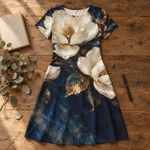 Midnight Magnolia A-Line Dress – Ivory Floral Print