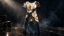 Midnight Magnolia A-Line Dress – Ivory Floral Print