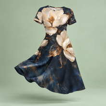 Midnight Magnolia A-Line Dress – Ivory Floral Print