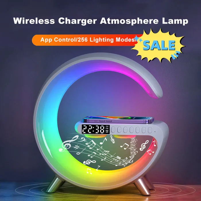 Wireless Charger Atmosphere Lamp | Multi-functional Bluetooth Speaker & Clock
