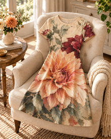 Autumn Dahlia Bloom A-Line Dress – Vintage Floral Print