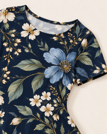 Midnight Bloom Navy Floral A-Line Dress