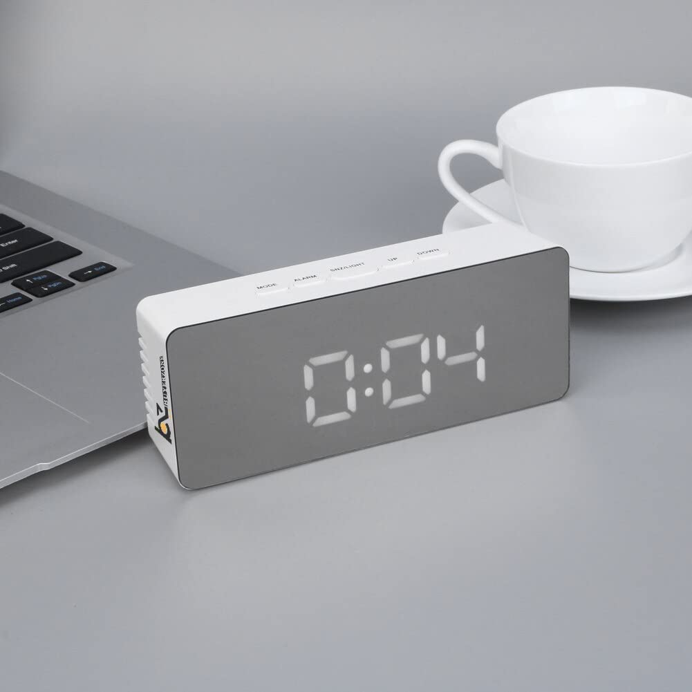 Digital Mirror Clock with Alarm, Date, Time, and Temperature - Sleek Office Table Clock in Multicolor