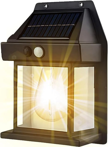 LuminaLight Tungsten LED Solar Outdoor Garden Wall Light with Sensor - Wireless IP65 Solar Wall Lamp