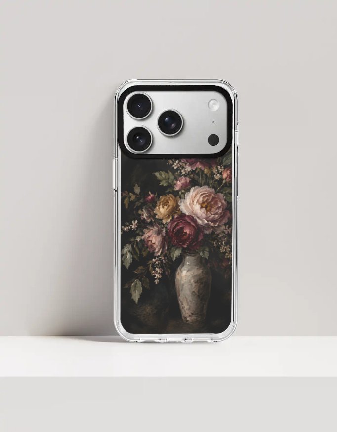 Midnight Garden – Painterly Floral iPhone Hard Clear Case